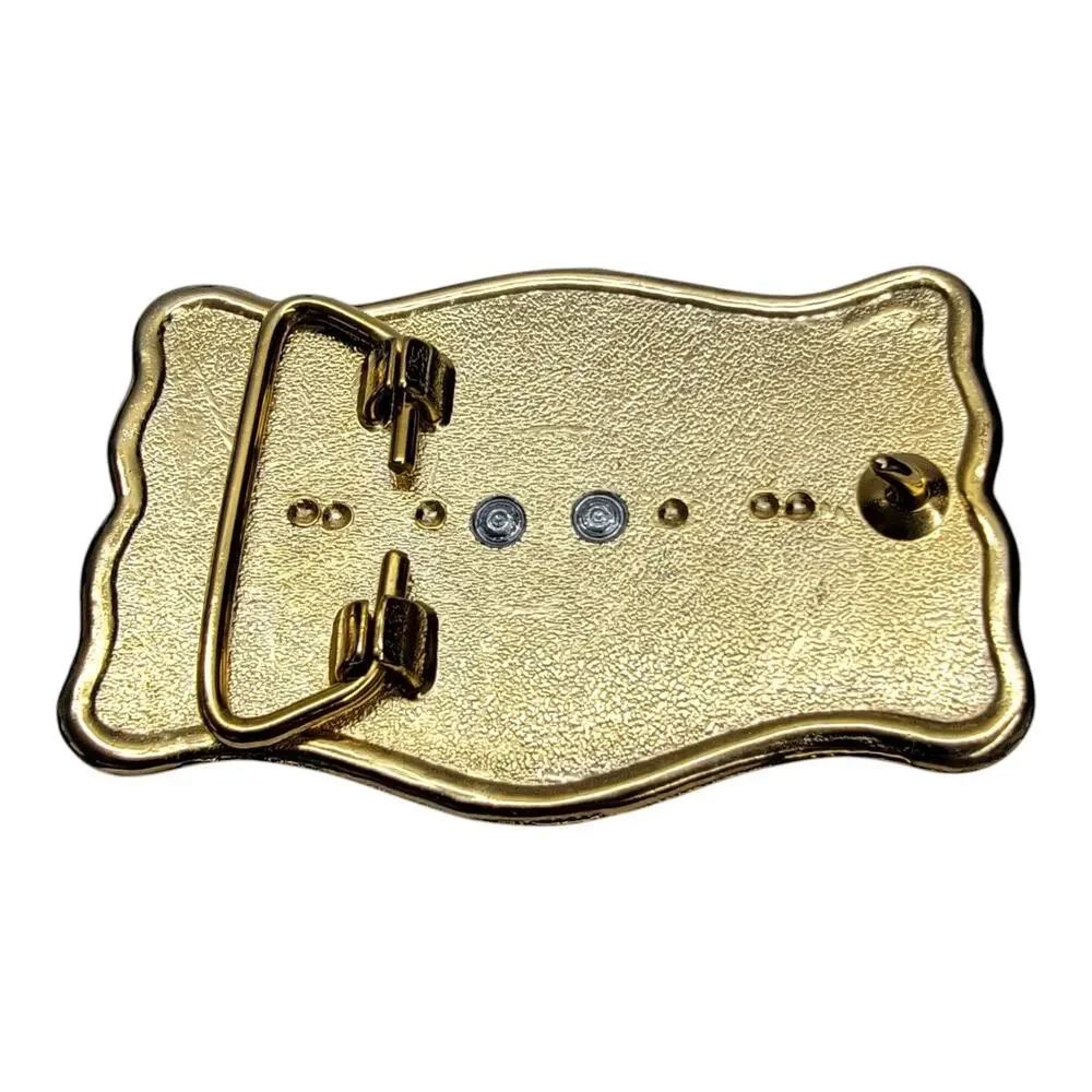 Western Horseshoe Belt Buckle Blank Floral Gold Black For 30x40mm Gemstone